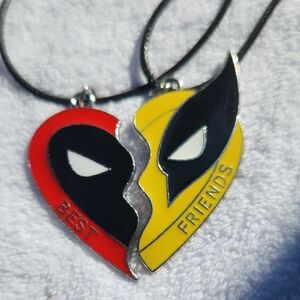 Spiderman and Woverine Best Friends Heart Pendant Necklace